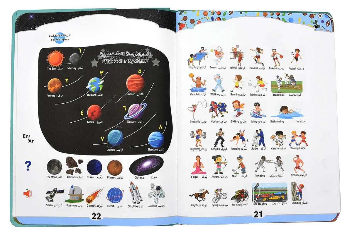 Arabic English Language Reading Book Learning E-book for Children Interactive Voice Reading Early Educational Study Toys Gifts