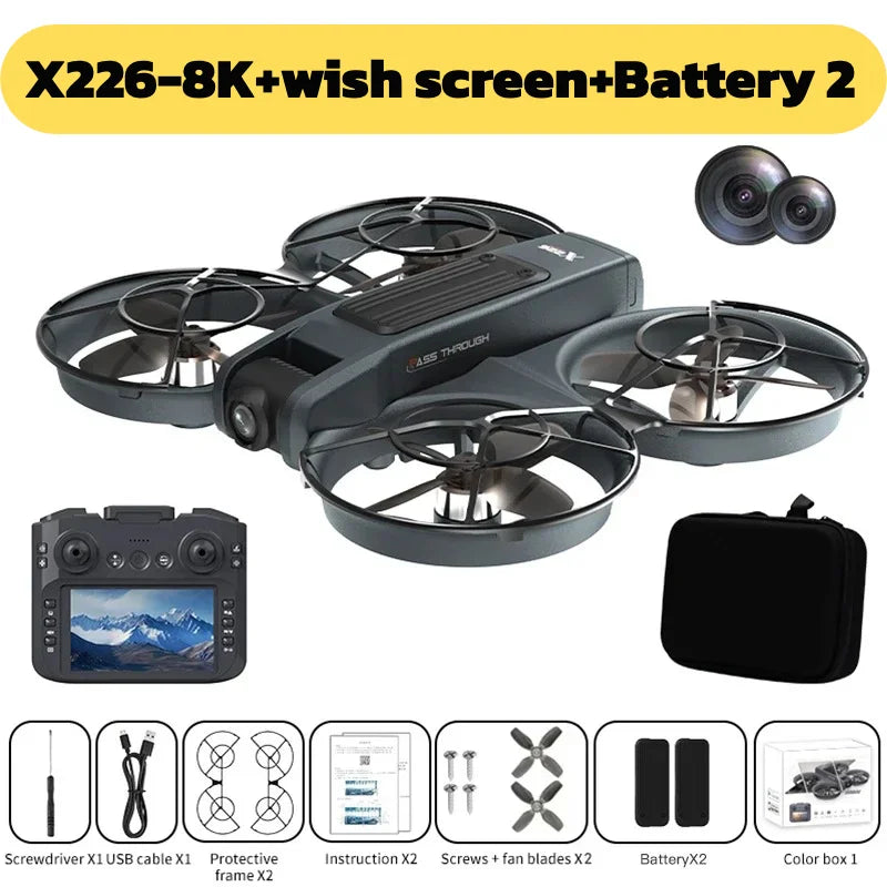 NEW Lenovo X226/X226VR Mini Drones 4K Professional Remote Control Helicopter Plane RC Dron with Screen Quadcopter Toys Gift