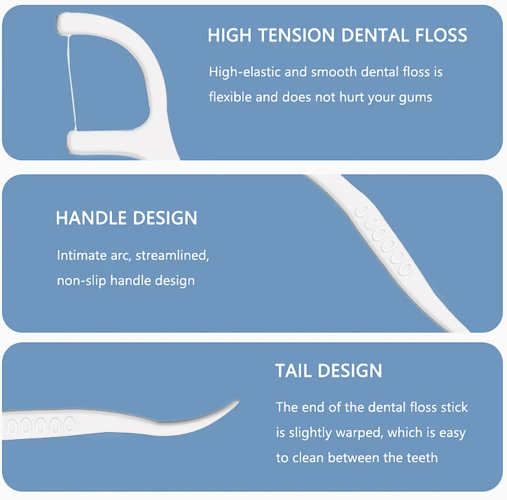 150Pcs Disposable Dental Floss Sticks, Macromolecule Superfine Dental Floss Picks, Oral Care Teeth Cleaning Toothpicks