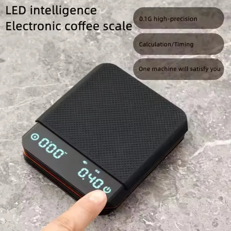 Black Coffee Scales High Precision Electronic Scales Palm Size Rechargeable Smart Espresso Scales with Timer 3 Modes Use