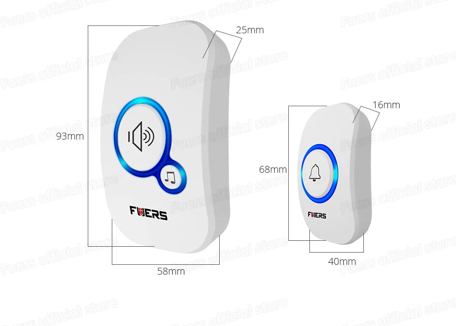 Fuers Wireless Doorbell Waterproof Door Chime Kit Welcome Chime Home Door Bell Intelligent 32 Songs Melodies Sound And LED