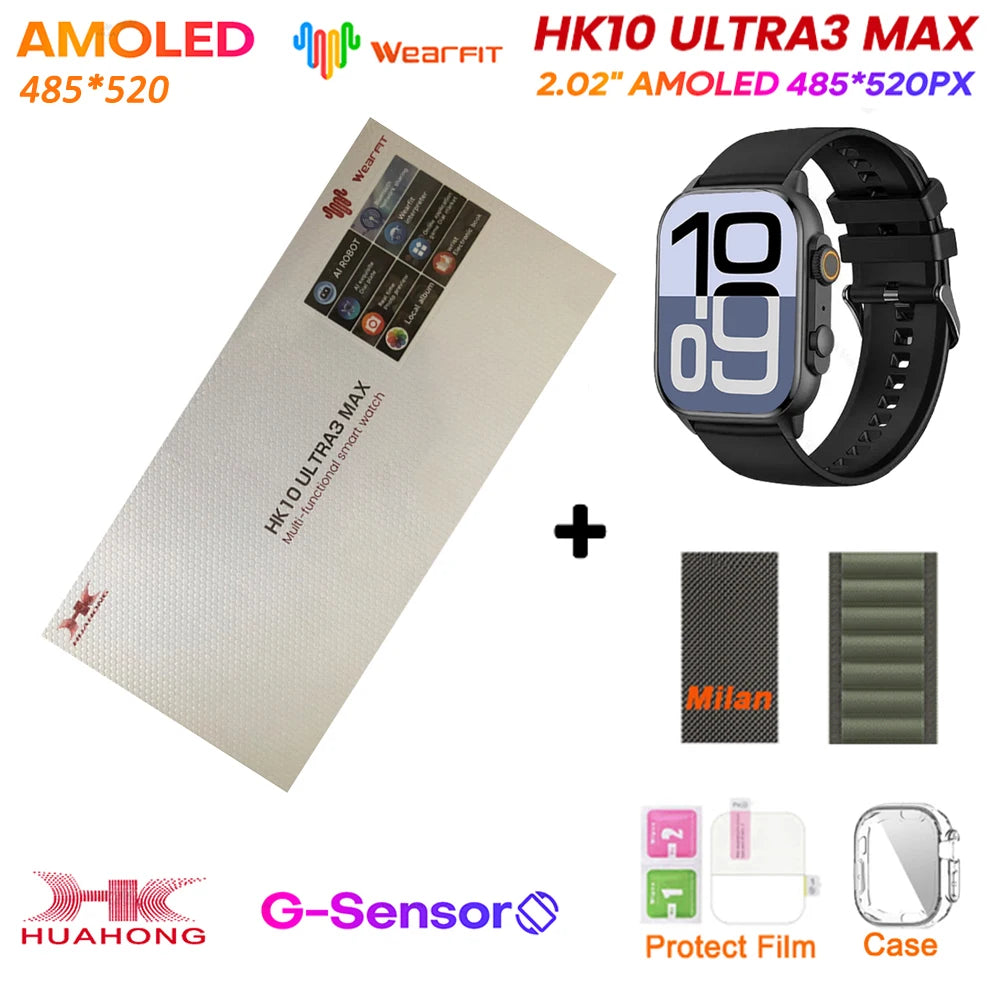 Original HK10 Ultra 3 MAX SmartWatch 2025 For Man Women 49mm HD AMOLED 4GB ROM AI ROBOT NFC GPS Smart Band Watch For IOS Android