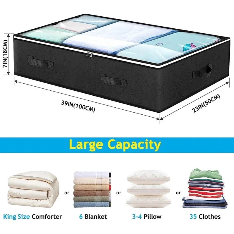 1/2pc Underbed Quilt Storage Bag Large Capacity Non-woven Foldable Clothing Sorting Bag Dustproof Storage Box Wardrobe Organizer