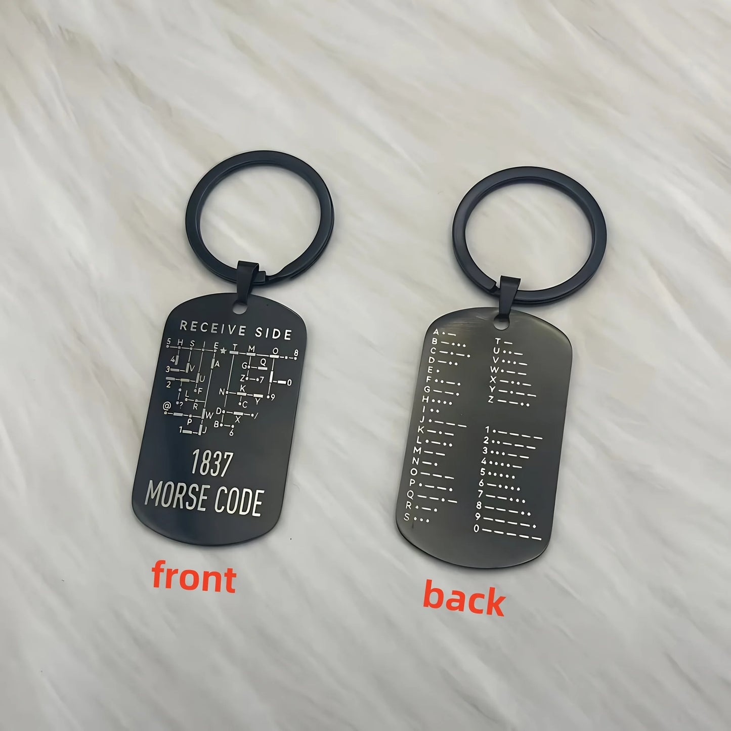 Morse Code Keychain, Double-Sided Alphanumeric Educational Tool, Stainless Steel Car Accessory, Unisex Gift for Radio Amateurs