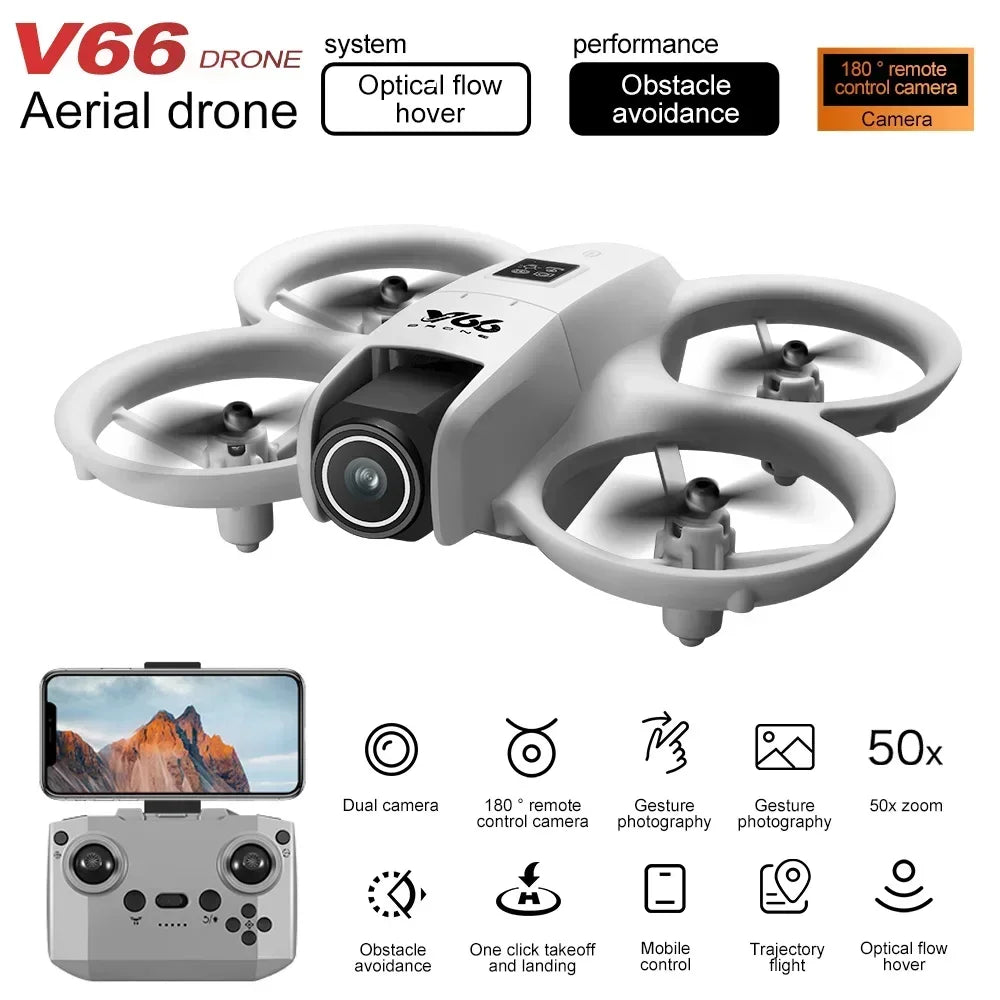 Lenovo V66 Mini Drone | 4K HD Camera, WiFi FPV, Obstacle Avoidance, Pocket-Sized RC Helicopter & Quadcopter
