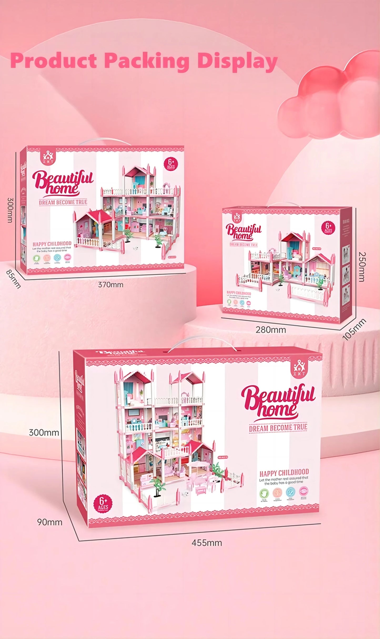 Children's Music Doll House Assembly Villa House 3D DIY Dream Princess Castle Villa Assembly Doll House Set Toy Girl Family Toy