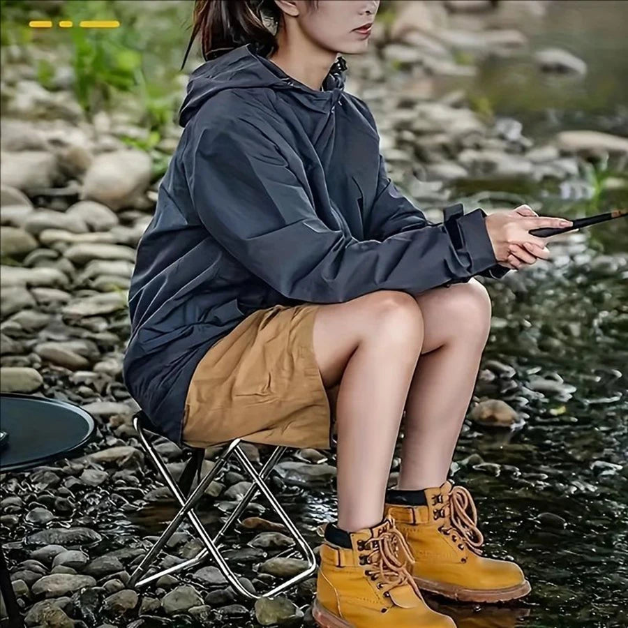 1pc Foldable Camping Stool Available In Both Large And Small Sizes, Suitable For Portable Use In Picnics, Beaches, And Gardens,