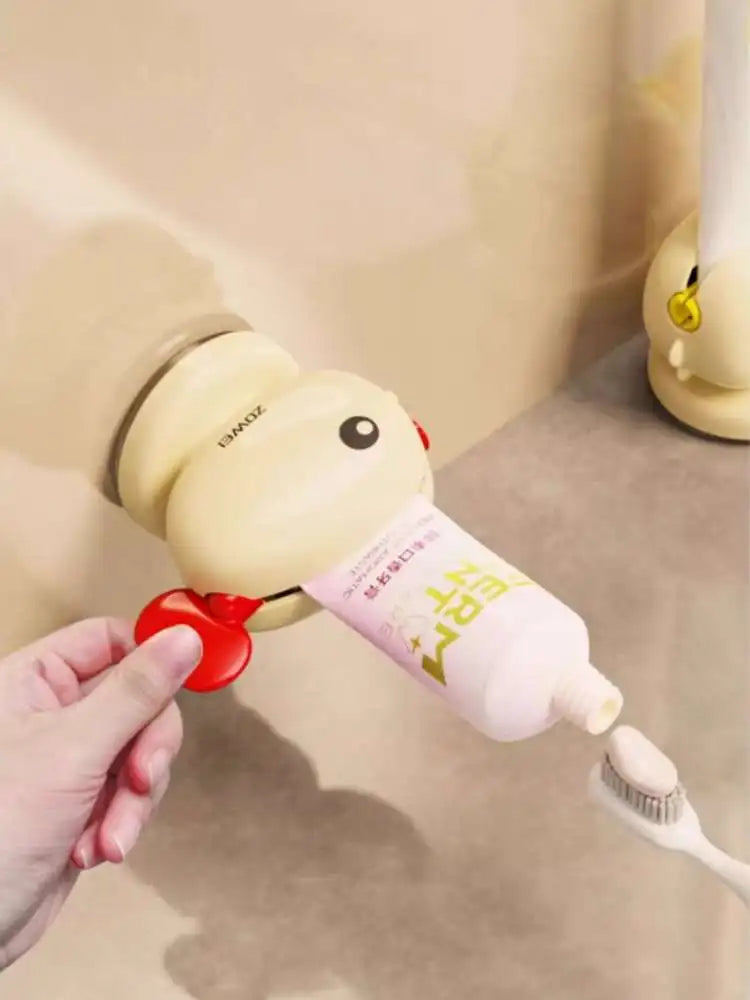 Cute Whale Manual Toothpaste Squeezer Storage Rack with Suction Cup Toothpaste Rolling Dispenser Facial Cleanser Squeeze Clip