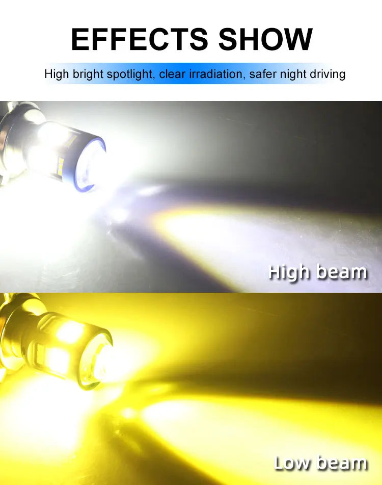 1pc H4 BA20D H6 LED Motorcycle Headlight CSP Dual Color White Yellow Hi Lo Beam Lens Fog Lamp for Motobike Scooter Running Light