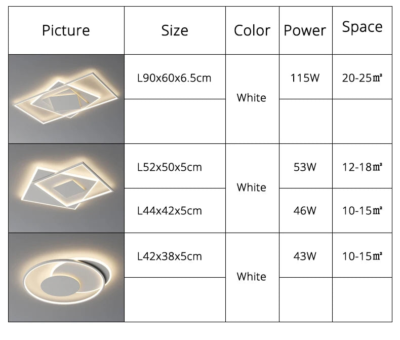 Modern Nordic Led Ceiling Light Square Minimalist Lamps for Kitchen Living Dining  Room Art Home Decoration Chandelier