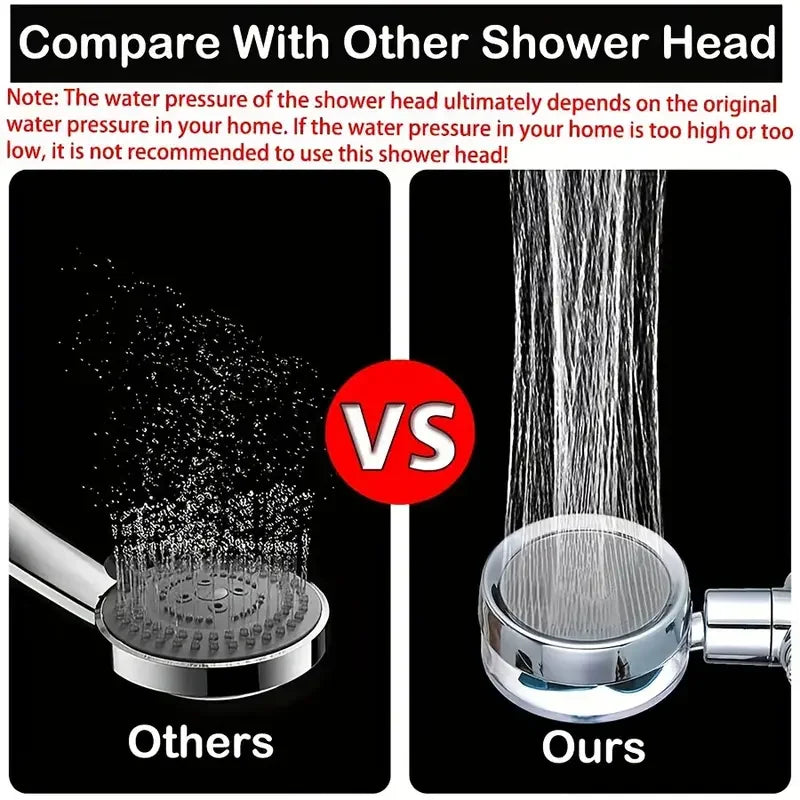 360° Rotating Turbine Fan Handheld Shower Head High Pressure Water Saving Spray Shower Filter Bathroom Accessories