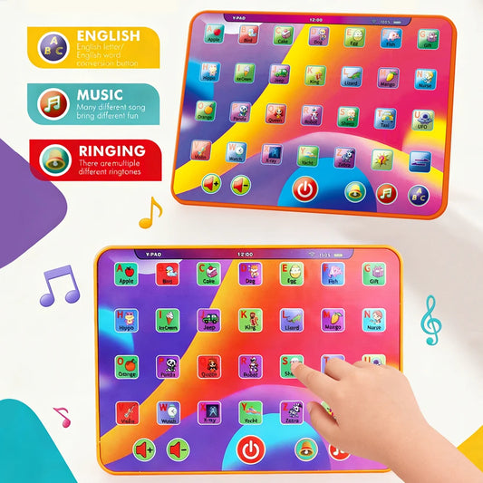 Alphabet Tablet to Learn Letters, Abc, Numbers, Colors, Music & Words, Interactive Toddler Learning & Education Toys for Kids