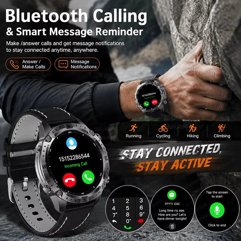 New TANK Military GPS Offline Map Smart Watch 730mAh 3 ATM Waterproof Sports Compass Heart Rate 2GB HD Bluetooth Call SmartWatch