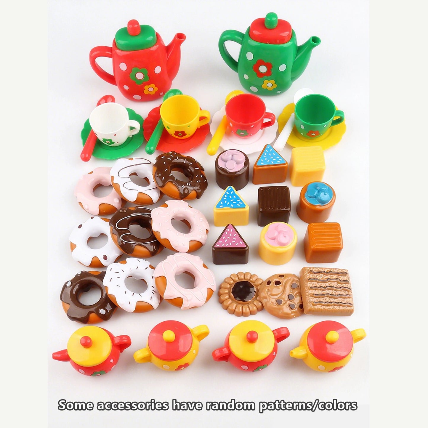 Afternoon Tea Set, 24Pcs of Girls' Playhouse Tea Set, Children's Kitchen Toy Set Party Dress-Up Toy, Donut, Cake