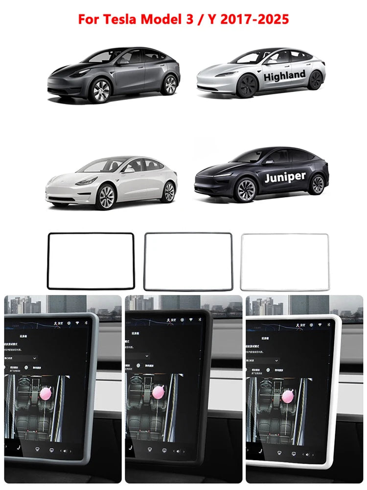 For Tesla Model 3 / Y Silicone Protective Frame Edge Cover Central Control Display Navigation Screen Protector Car Accessories