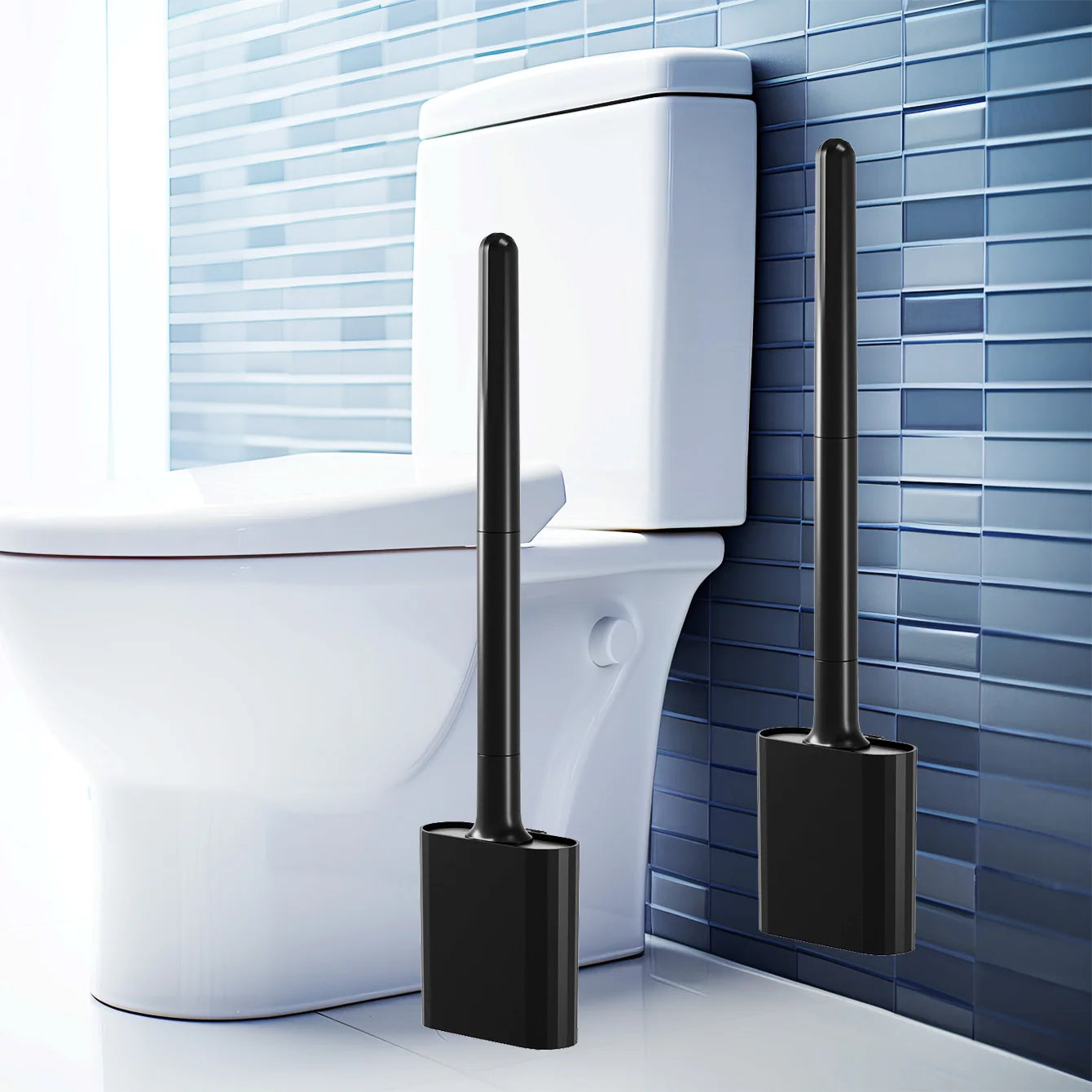 1 mini silicone toilet brush set, wall mounted and standing dual-purpose, soft silicone brush, easy to clean toilet corners