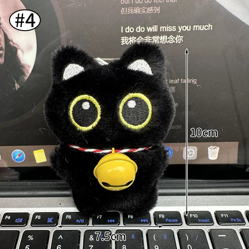 Cute Black Cat Plush Pendant Keychain Pilot Little Black Cat Hanging Backpack Keychain Creative Cat Plush Phone Keychain Gift