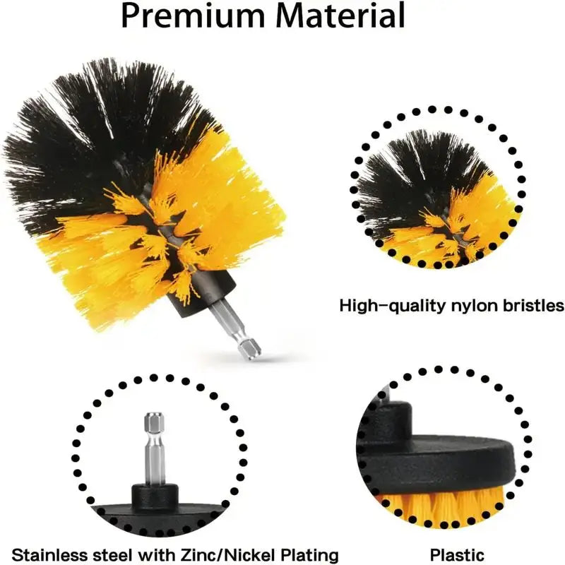 7pcs Moving Brush Head, Electric Cleaning Brush, Yellow 7-piece Set, Electric Drill Brush Head Set Household Items