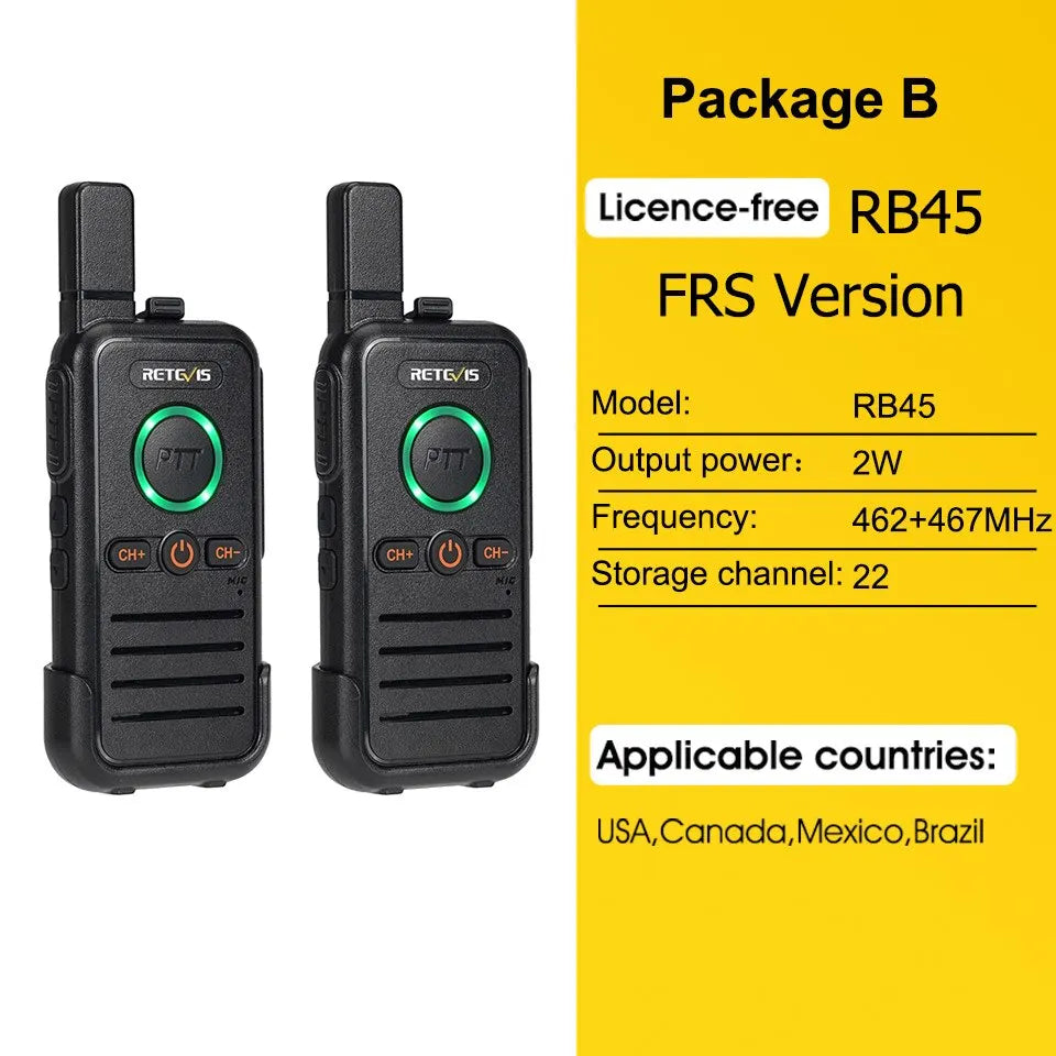 Retevis RB645 Walkie Talkie Dual PTT Professional Walkie-talkie Portable PMR446 Two Way Radio VOX USB C for Hotel Restaurant