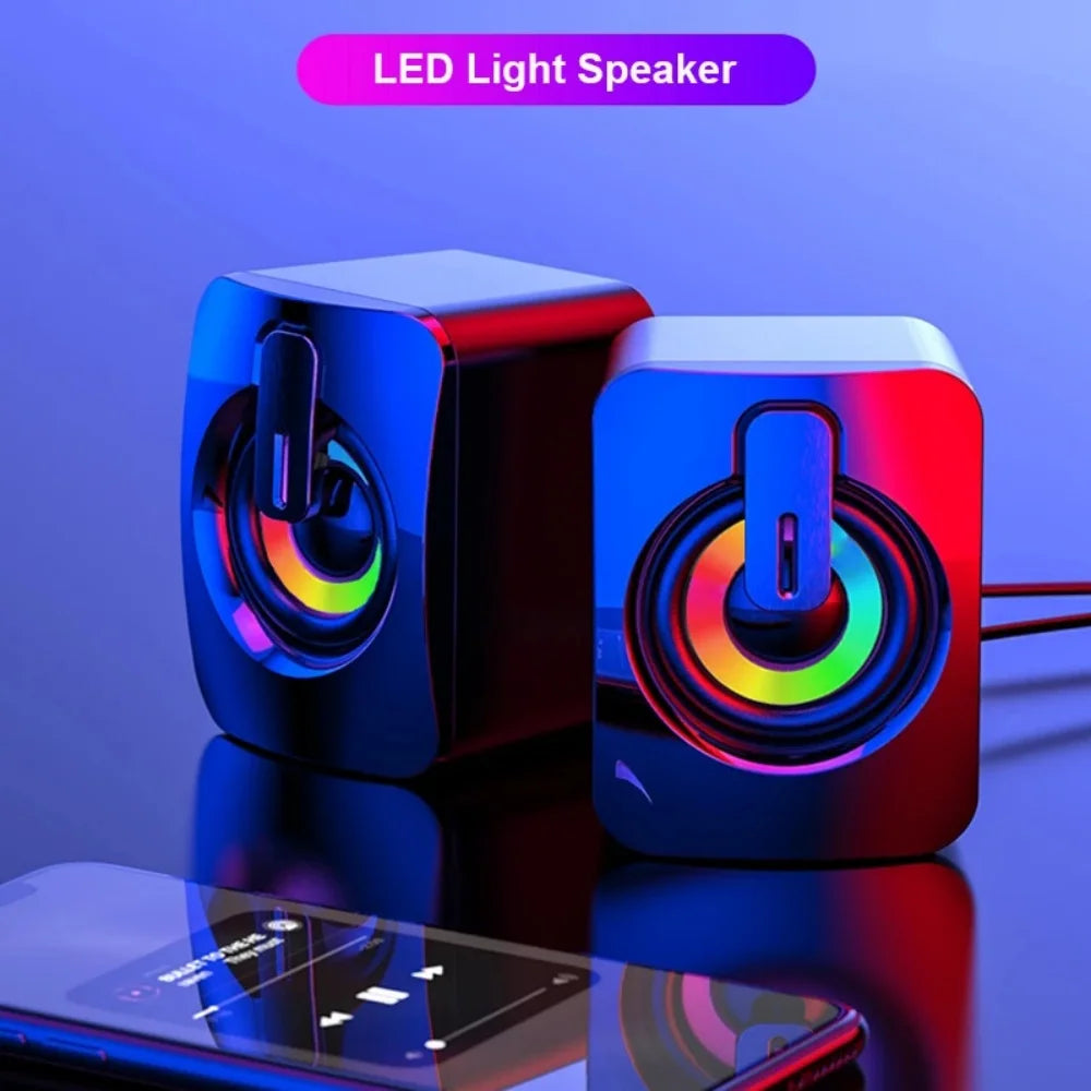 Computer Speakers PC Sound Box HIFI Stereo Microphone with LED Light for Desktop Computer Surround Music RGB Gaming Speakers