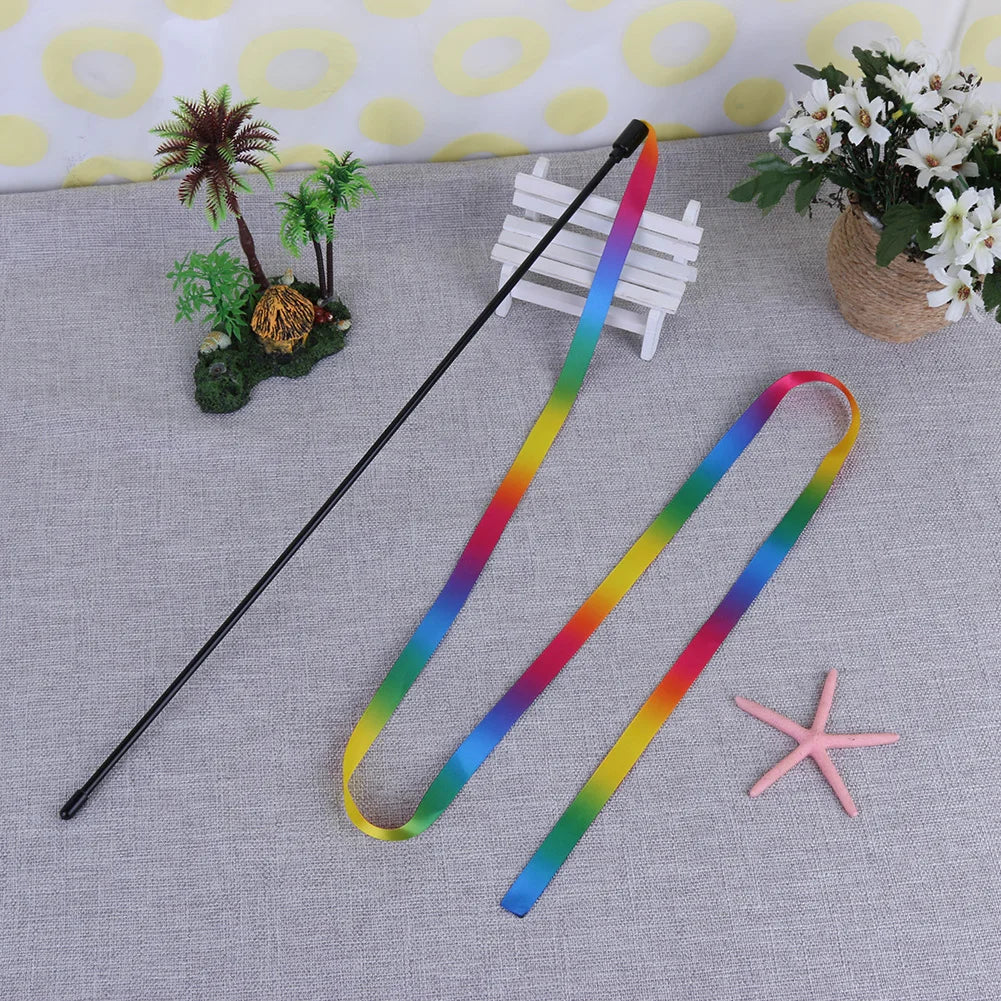 Cat Toys Cute Funny Colorful Rod Teaser Wand Plastic Pet Toys for Cats Interactive Stick Pet Teaser Cat Supplies