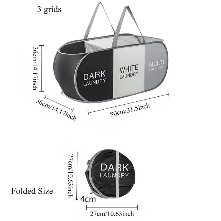 Large Foldable Laundry Basket Fabric Sorting Hampers with Handles Collapsible Clothes Organizer for Home/Bathroom/Dorm
