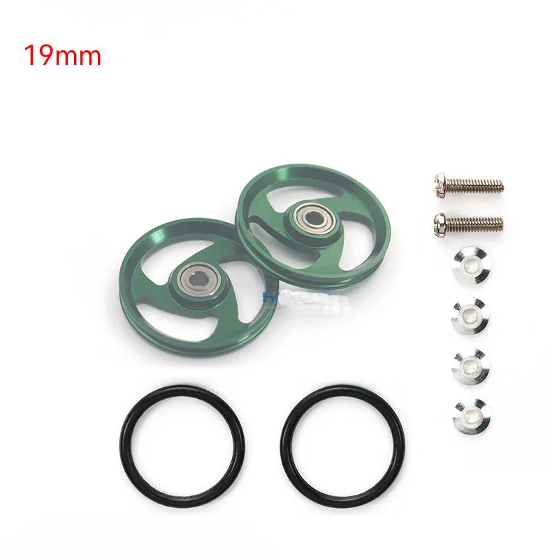 2pcs 15418 13-12mm Aluminum Alloy Guide Rollers 15461/15426 2023Jcup 95160 19mm Roller With Rubber Ring Tamiya Mini 4WD Homemade