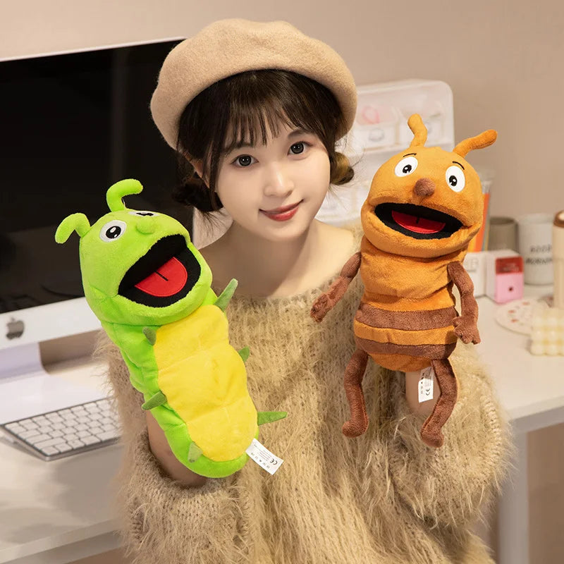 Hand Puppets Kids Toys Plush Insects Animal Caterpillar Ladybug Hand Puppets Doll Family Storytelling Role-playing Finger Toys
