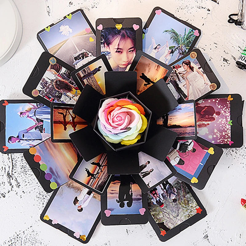Hexagonal Surprise Blast Gift Box diy Handmade Album Birthday Valentine's Day Wedding Proposal Gift Memorial Album