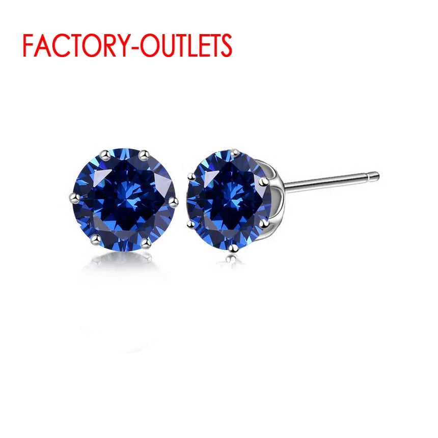 New Arrival Factory Cheap Price 925 Sterling Silver Korean Style Fashion Jewelry Stud Earrings Shinny Crystal Fast Shipping