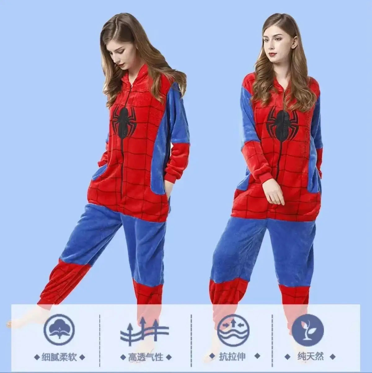 Spider Plush Onesie Pajamas for Adults  Winter Fleece Sleepwear Cool Superhero Costume Birthday Christmas Gift