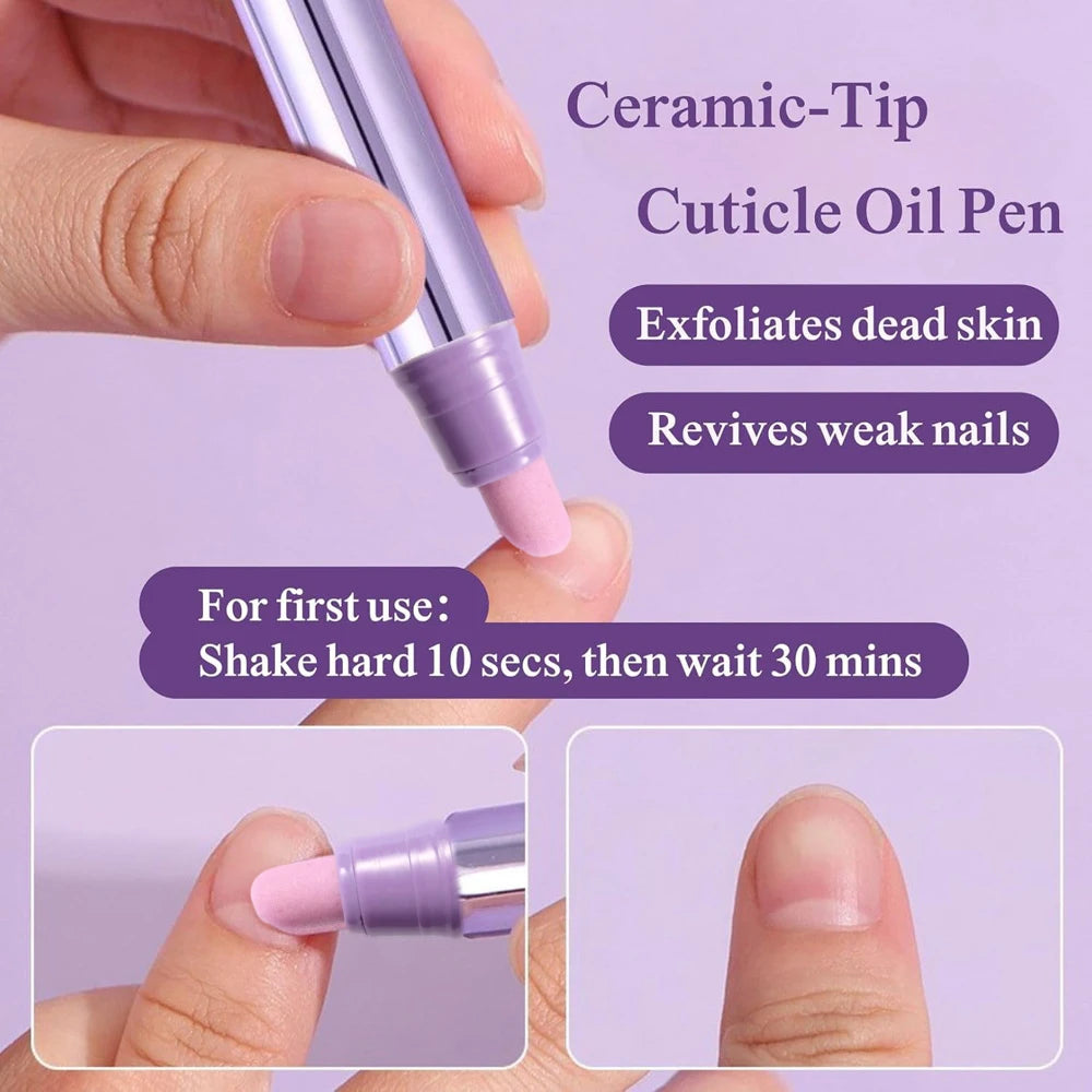 1/2/3PCS 3-in-1 Cuticle Oil Pen DeadSkin Remover Cuticle Pusher Grinding Pen With Ceramic Tip Cuticle Remover Pen Nail Care Tool