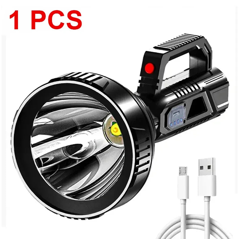 High Power LED Flashlight Waterproof Fishing Torch USB Rechargeable Powerful Spotlight Portable Outdoor Searchlight Camping Lamp
