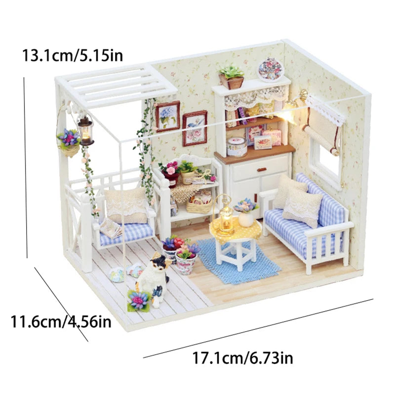 Wooden Mini Doll House Assembled Model Building Small House Kit 3D Puzzle Toys Bedroom Decoration With Furniture Gifts Dollhouse
