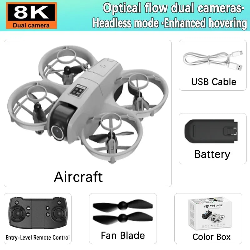 YP6 Mini Drone 8K Aerial HD Camera Drone 5G WIFI Record Large Screen Remote Control Intelligent Obstacle Avoidance Aerial Drone