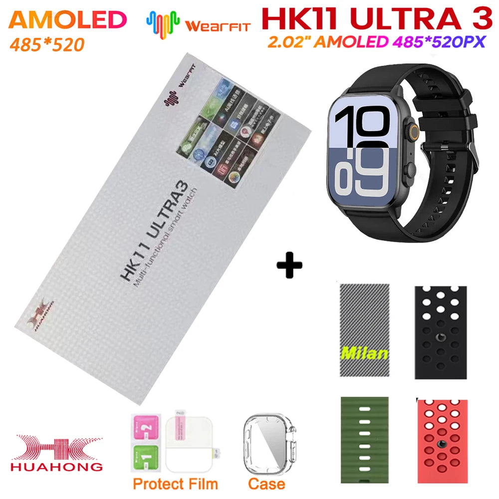 Upgrade Hk11 Ultra 3 Gen2 SmartWatch 4GB ROM AI ROBOT AMOLED Network 49mm G-Sensor ChatGPT NFC Compass GPS 3D Menu Music Watch