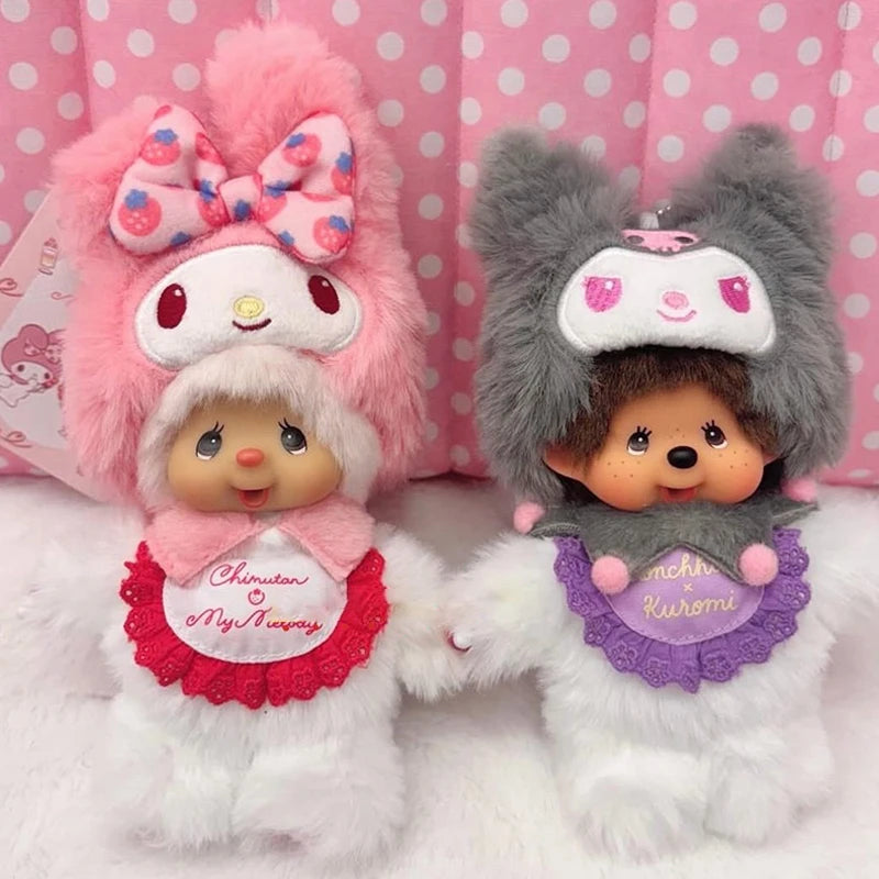 Monchhichi Plush Keychain Kawaii Monchichi Pendant Backpack Charms Cartoon Monchich Keyring Party Favor Gifts 키티 몬치치 モンチッチ