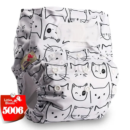 [Littles&Bloomz] Baby Washable Reusable Real Cloth STANDARD Hook-Loop Pocket Nappy Diaper Cover Wrap, suits Birth to Potty