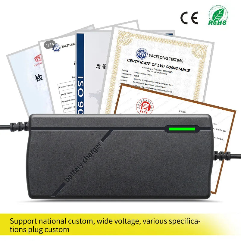 72V Charger 5A 20S Lithium-ion Battery Pack Charger 84V 5A Intelligent Fast Charging EU / US Plug With Cooling Fan
