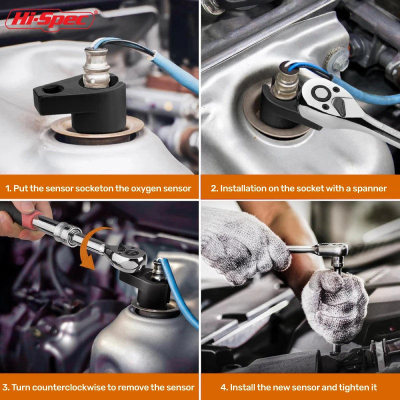 APOLLO 3/5/7/10PC Universal O2 Oxygen Lambda Sensor Socket Wrench Tool Remover Installer Set Box Oxygen Sensor Removing Tool Kit