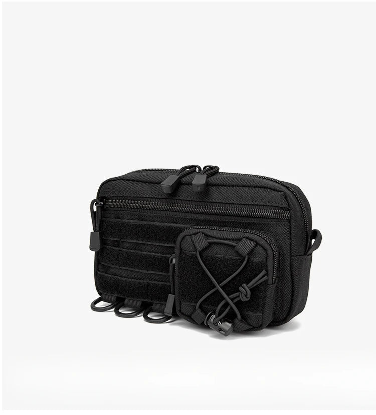 Tactical Molle Horizontal Admin Pouch with Front Drawstring Pocket EMT Pouch EDC Utility Orgaznier Bag Hunting Fanny Pack