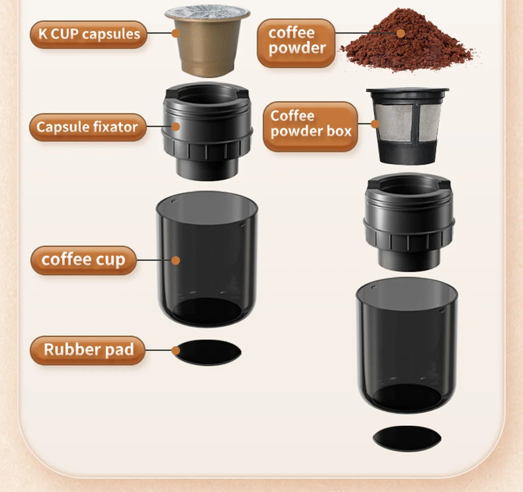 New Coffee Maker Electric Capsule Ground Coffee Brewer Portable Coffee Machine Fit Coffee Powder and Coffee Capsule
