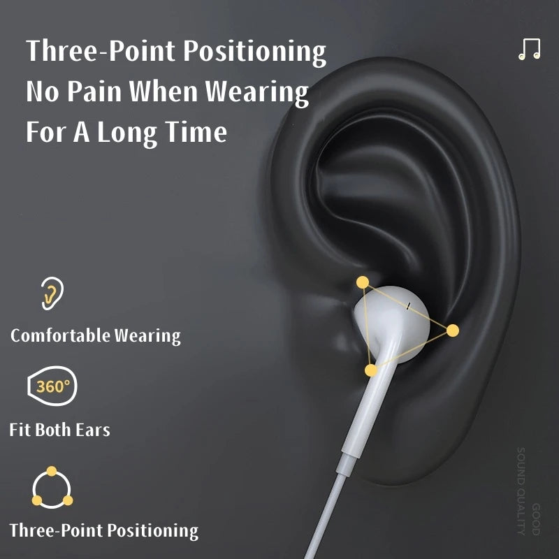 Type C 3.5mm Wired Earphones For in-ear Redmi Note Xiaomi 17 15 14 13 12 11 Pro Headphones Headset Samsung Huawei Phone Tablet