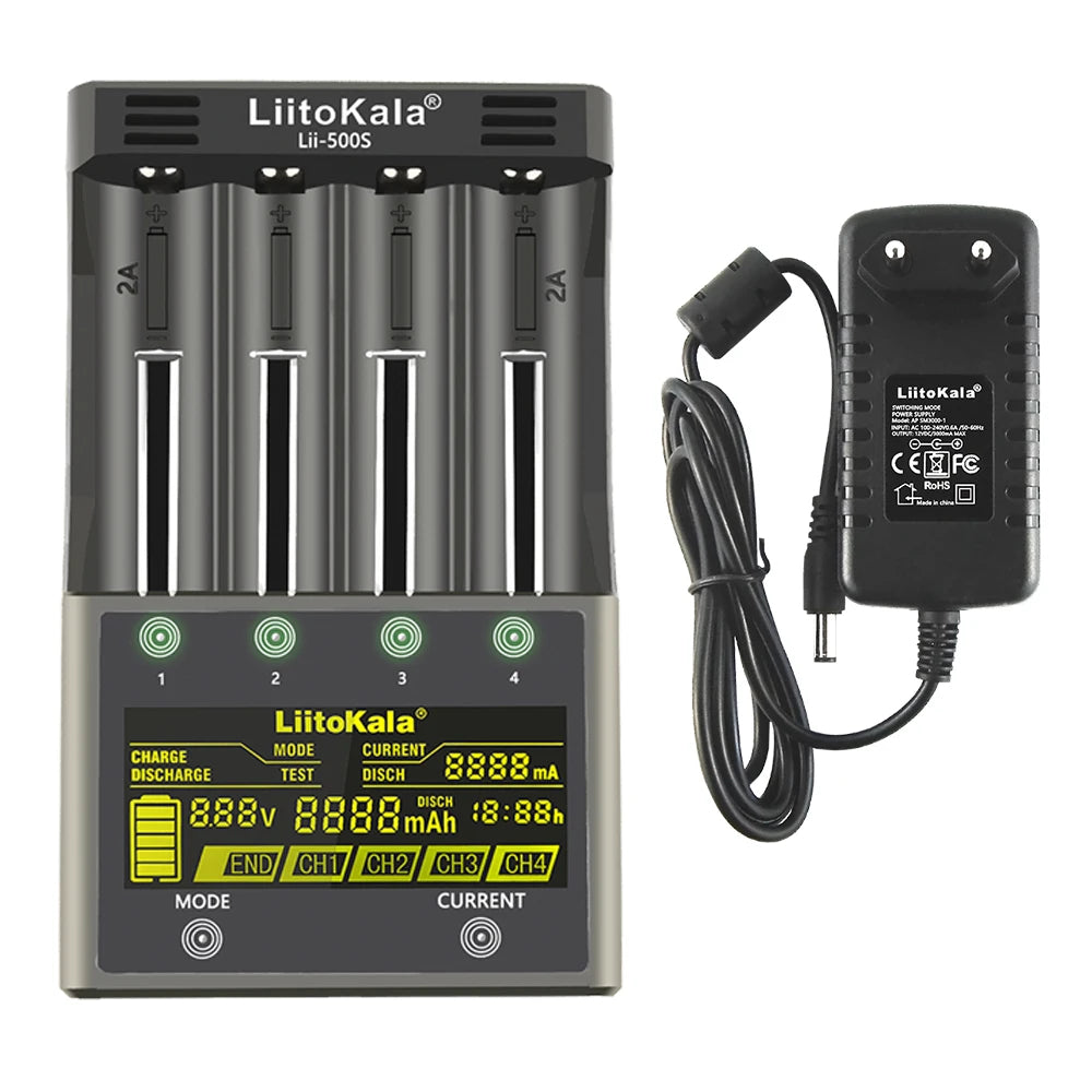 Liitokala lii-600 lii-500 lii-500S LCD 3.7V 1.2V 18650 26650 21700 Battery Charger,Test the battery capacity Touch control