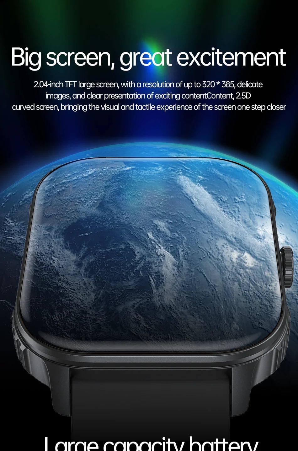 2026 2.04-inch Ultra Smart Watch For Men Women 1000mAh High Capacity Battery Outdoor Sports Fitness Health Monitoring Smartwatch