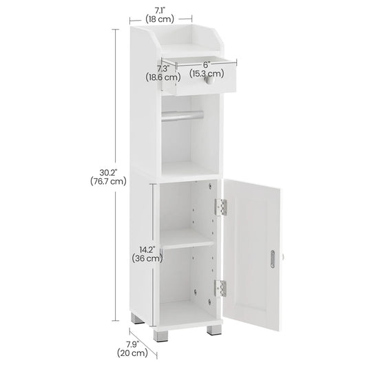 VASAGLE Small Bathroom Storage Cabinet Toilet Paper Holder with Storage Toilet Paper Storage Cabinet Bathroom Organizer