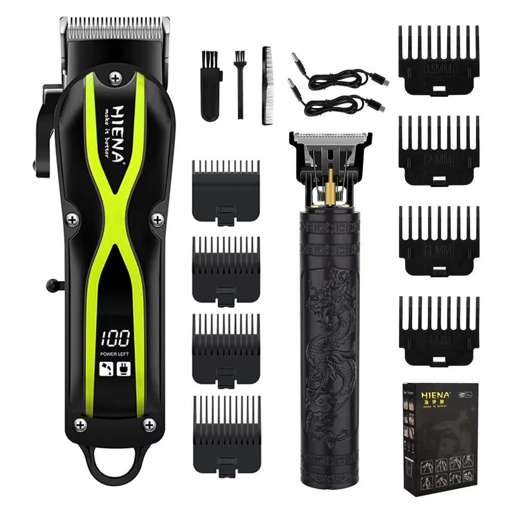 HIENA Electric Hair Clipper Set Portable Cordless Beard Trimmer Rechargeable Powerful Hair Cutting Machine Men's Hair Cutters