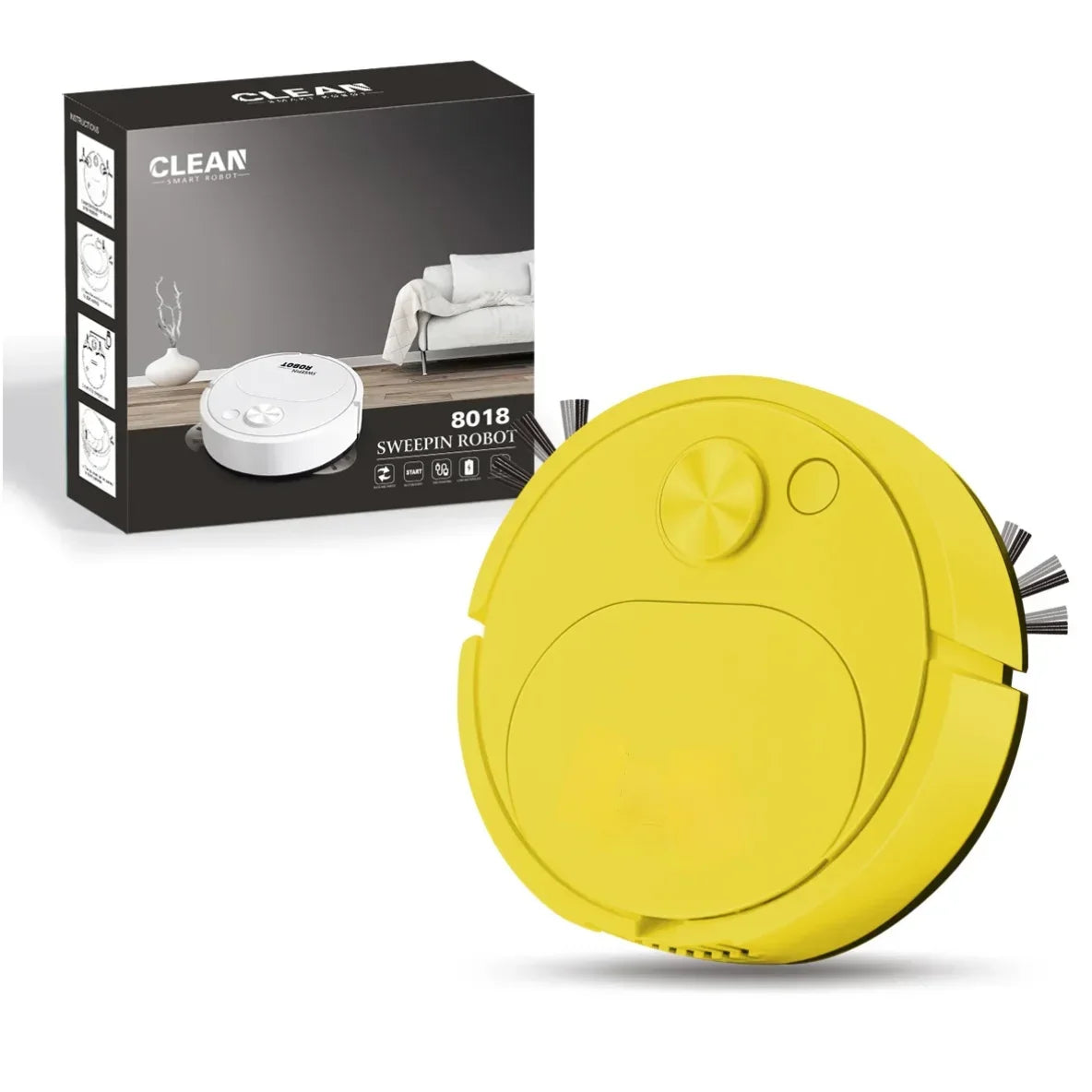 Smart USB Sweeping Robot Vacuum Cleaner 3-in-1 Wireless Mopping 1800Pa Powerful Cleaning for Home Office Floors