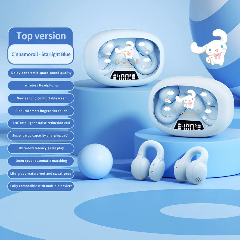 X53 Wireless Headphones Bluetooth Headset Smart Digital Display Volume Adjustment Cute Cartoon Ear Clip Wearing Comfortable