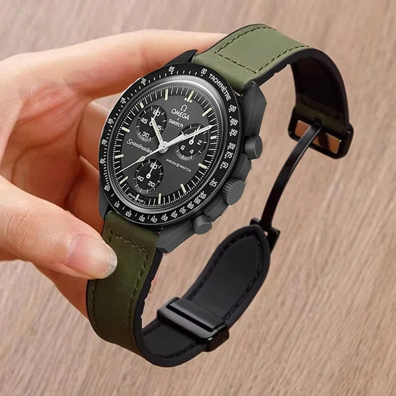 Leather+Silicone Strap For Omega X Swatch Joint MoonSwatch 20mm 22mm Magnetic Band For Xiaomi Watch S4 S3 S2 S1/Huawei GT2 3 4 5
